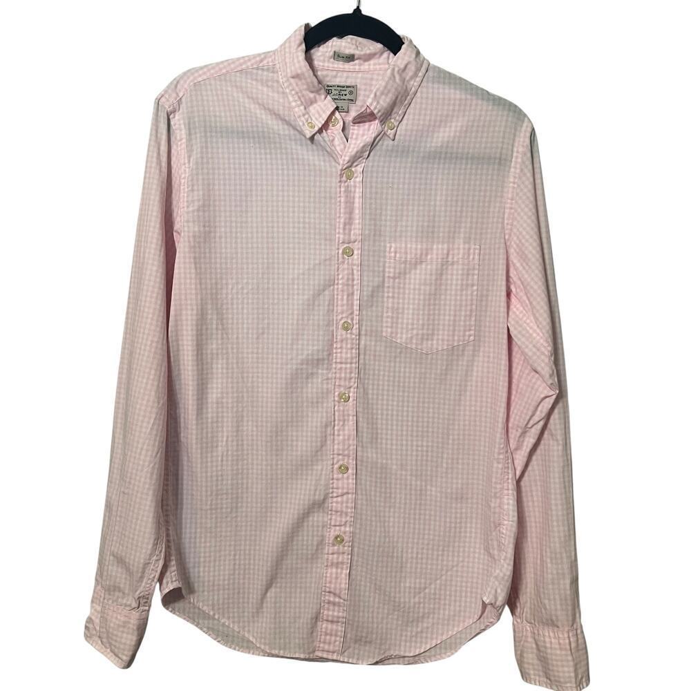 JCrew Mens Slim Fit Tailored Pink and White Shirt Size Small